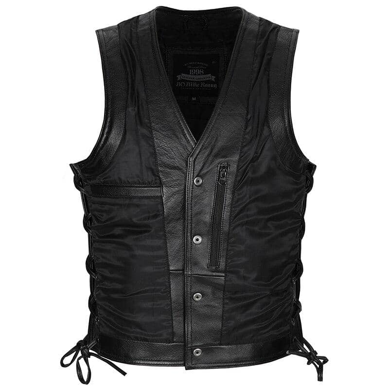 Gilet Moto En Cuir De Vache Avec Pointes Et Doublure Crâne - Taille L - Neuf Avec étiquettes - Style Motard