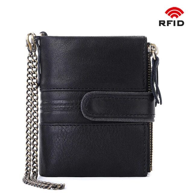 Portefeuille Motard Trifold En Cuir Avec Chaîne Et Signe De Paix - Modèle #535 Homme - Neuf Avec étiquettes