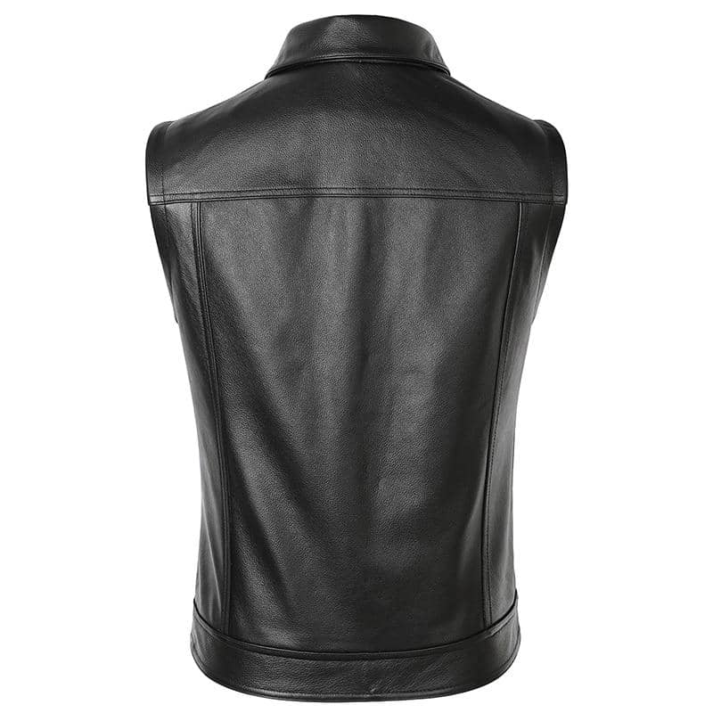 Gilet Moto Homme Cuir Rouge - Style SOA / Biker - Doublé Cachemire - Fait Main