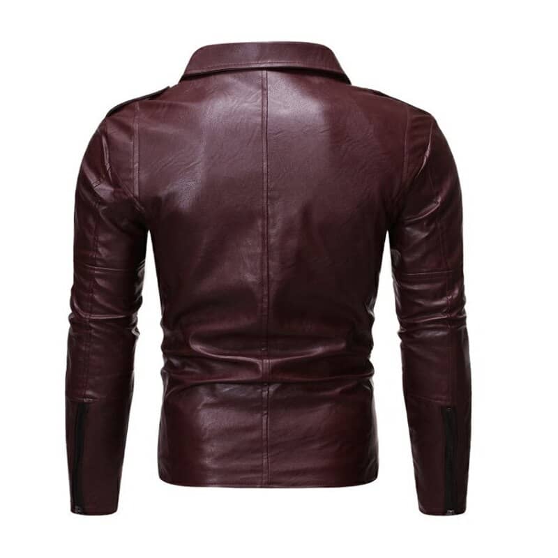 Blouson Motard En Cuir D'agneau Véritable Bordeaux - Style Vintage, Fait Main, Tailles XS à 3XL, NEUF
